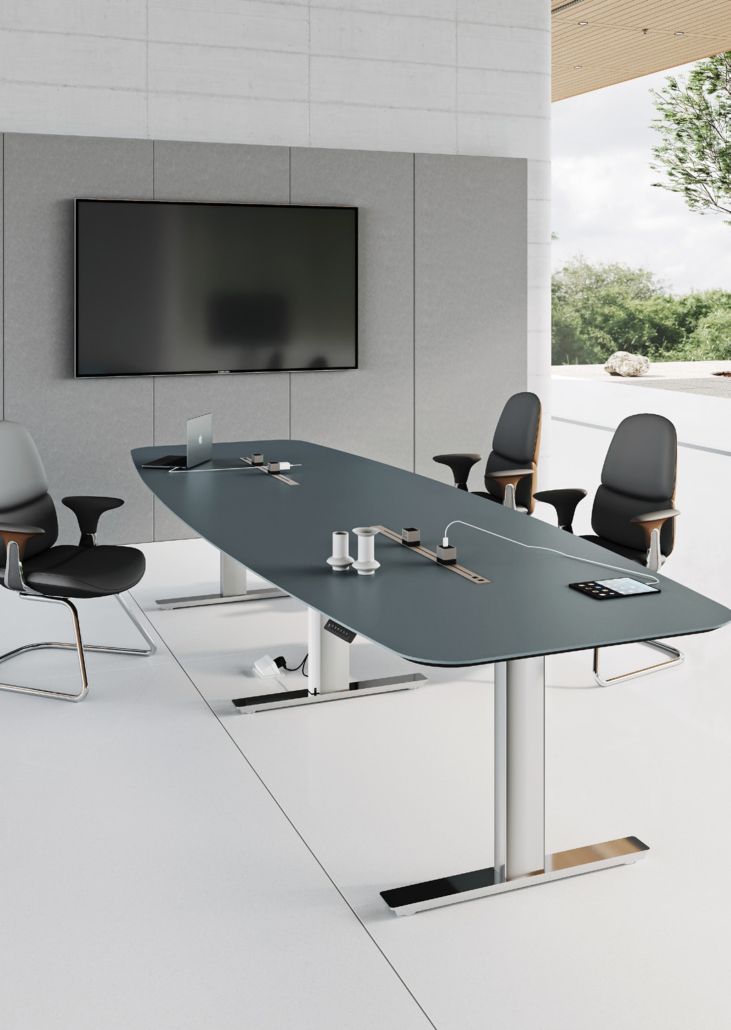 电动升降办公桌班台升降会议桌智能办公家具